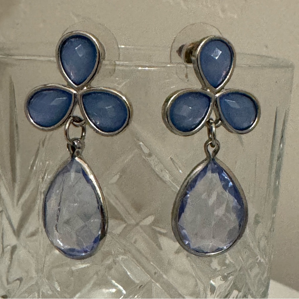 Elegant Blue and Silver Drop Earrings